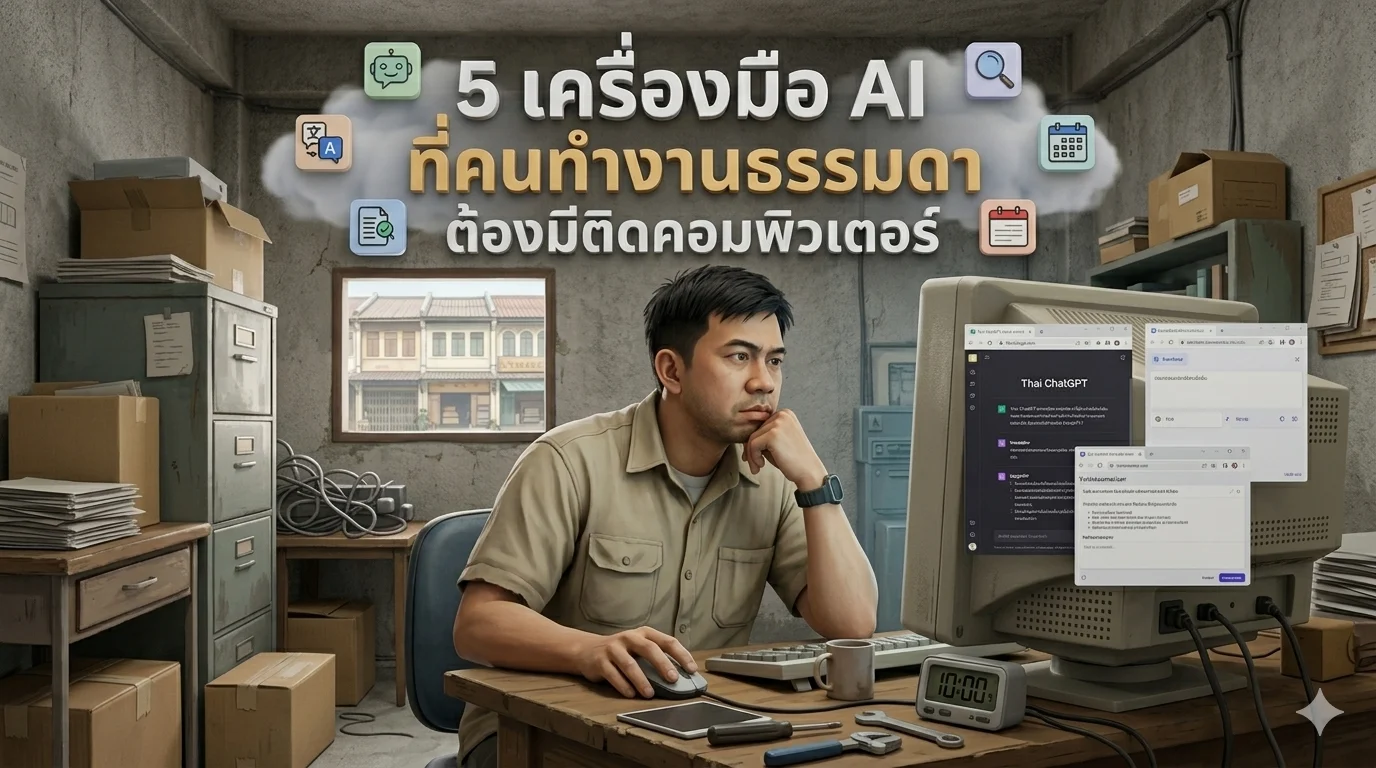 5 เครื่องมือ AI ที่คนทำงานธรรมดาต้องมีติดคอมพิวเตอร์ (อัปเดตล่าสุด)