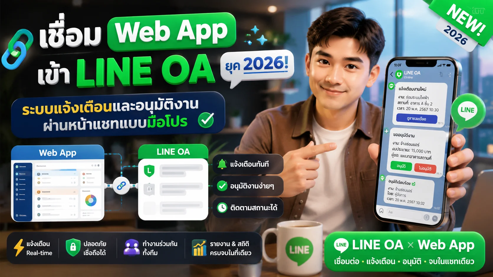 เชื่อม Web App เข้า LINE OA ยุค 2026! ระบบแจ้งเตือนและอนุมัติงานผ่านหน้าแชทแบบมือโปร