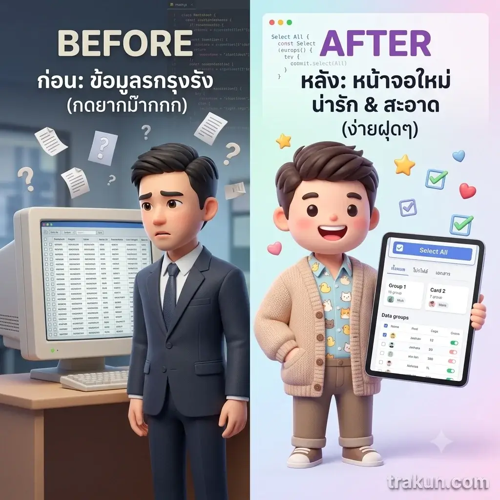 วิธีสร้าง Web App จัดการข้อมูล เพิ่มปุ่ม Select All